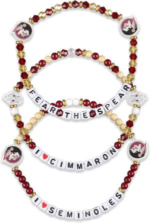 FOCO NCAA unisex-adult NCAA College Team Logo Officially Licensed 3-Pack Beaded Friendship Bracelets