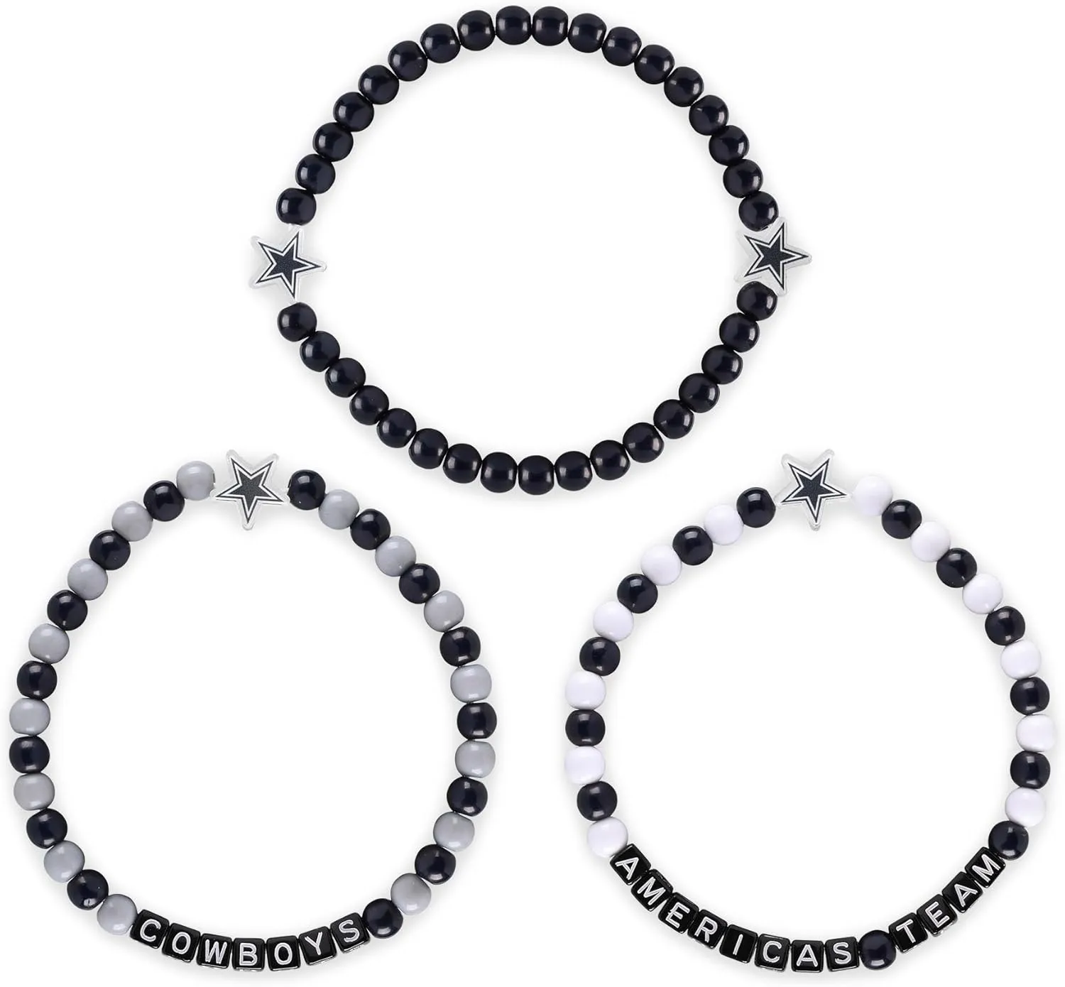 FOCO NFL unisex-adult NFL Team Logo Officially Licensed 3-Pack Beaded Friendship Bracelets