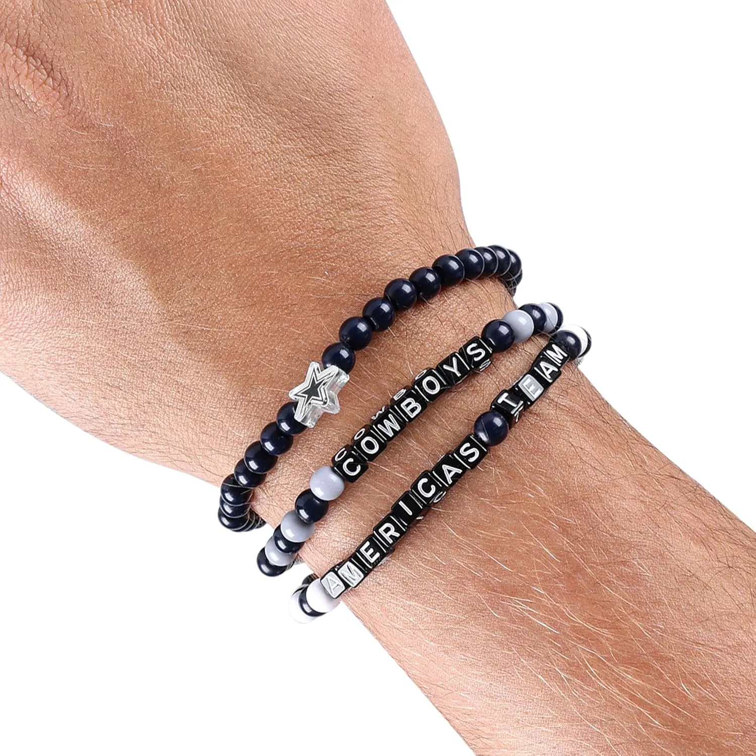 FOCO NFL unisex-adult NFL Team Logo Officially Licensed 3-Pack Beaded Friendship Bracelets