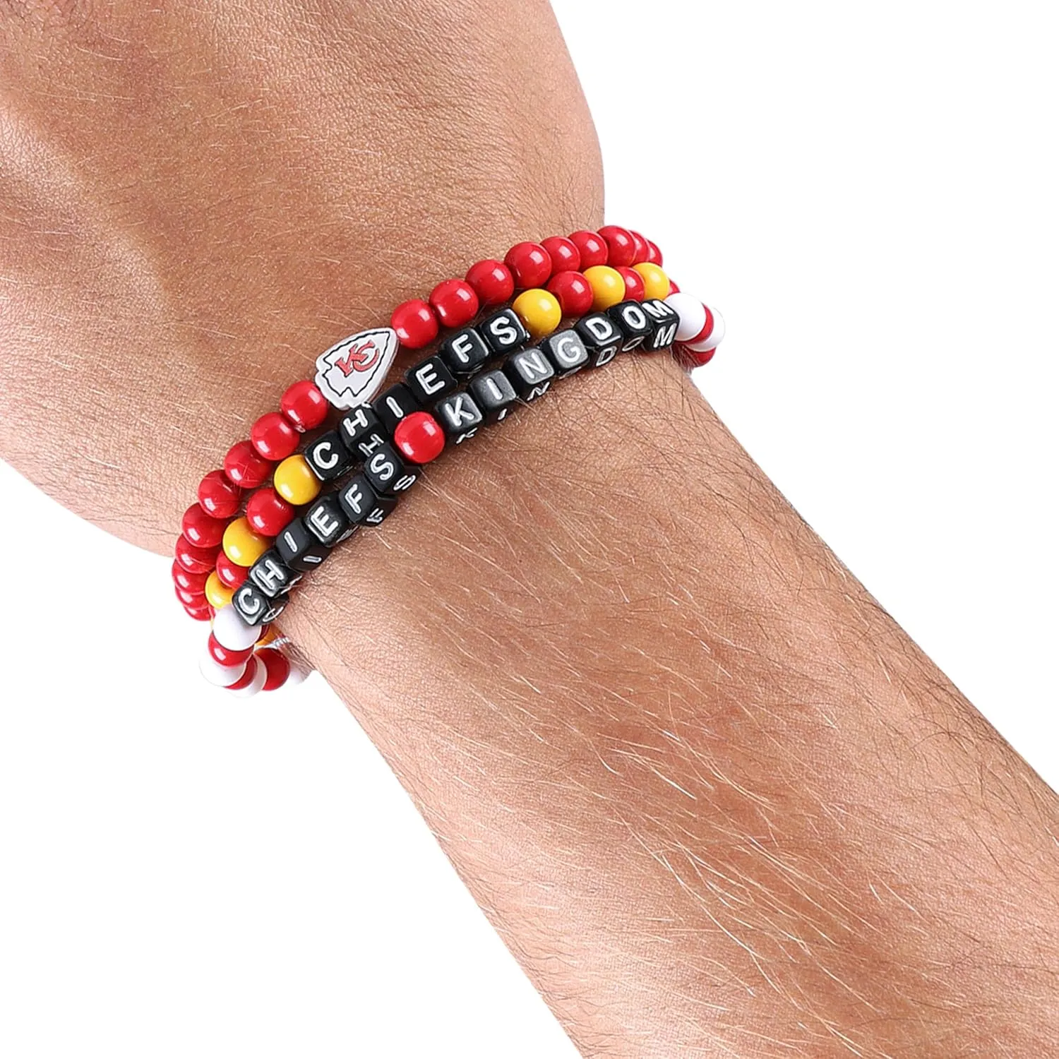 FOCO NFL unisex-adult NFL Team Logo Officially Licensed 3-Pack Beaded Friendship Bracelets