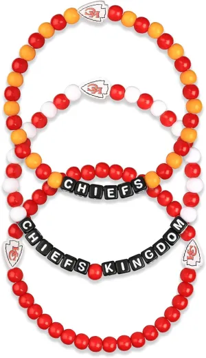 FOCO NFL unisex-adult NFL Team Logo Officially Licensed 3-Pack Beaded Friendship Bracelets