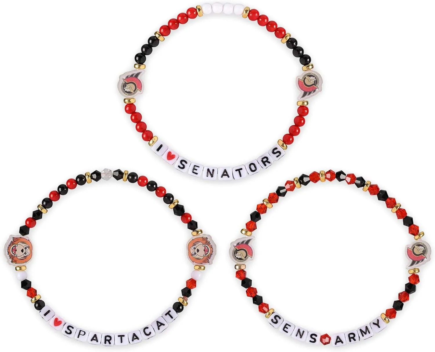 FOCO NHL unisex-adult NHL Team Logo Officially Licensed 3-Pack Beaded Friendship Bracelets