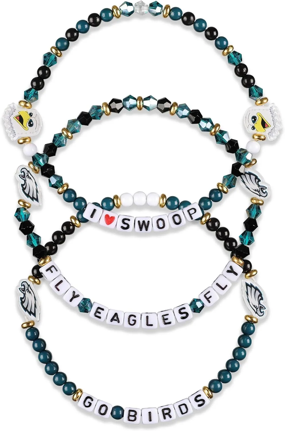 FOCO Philadelphia Eagles NFL 3 Pack Team Friendship Bracelet