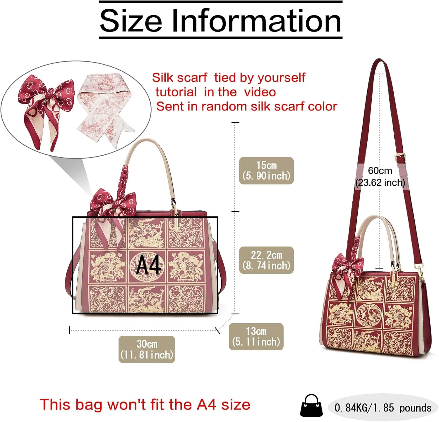 FOXLOVER Leather Satchel Handbags for Women Tote Shoulder Bag vintage Crossbody Bag Purse Top Handle bag with Embroidery