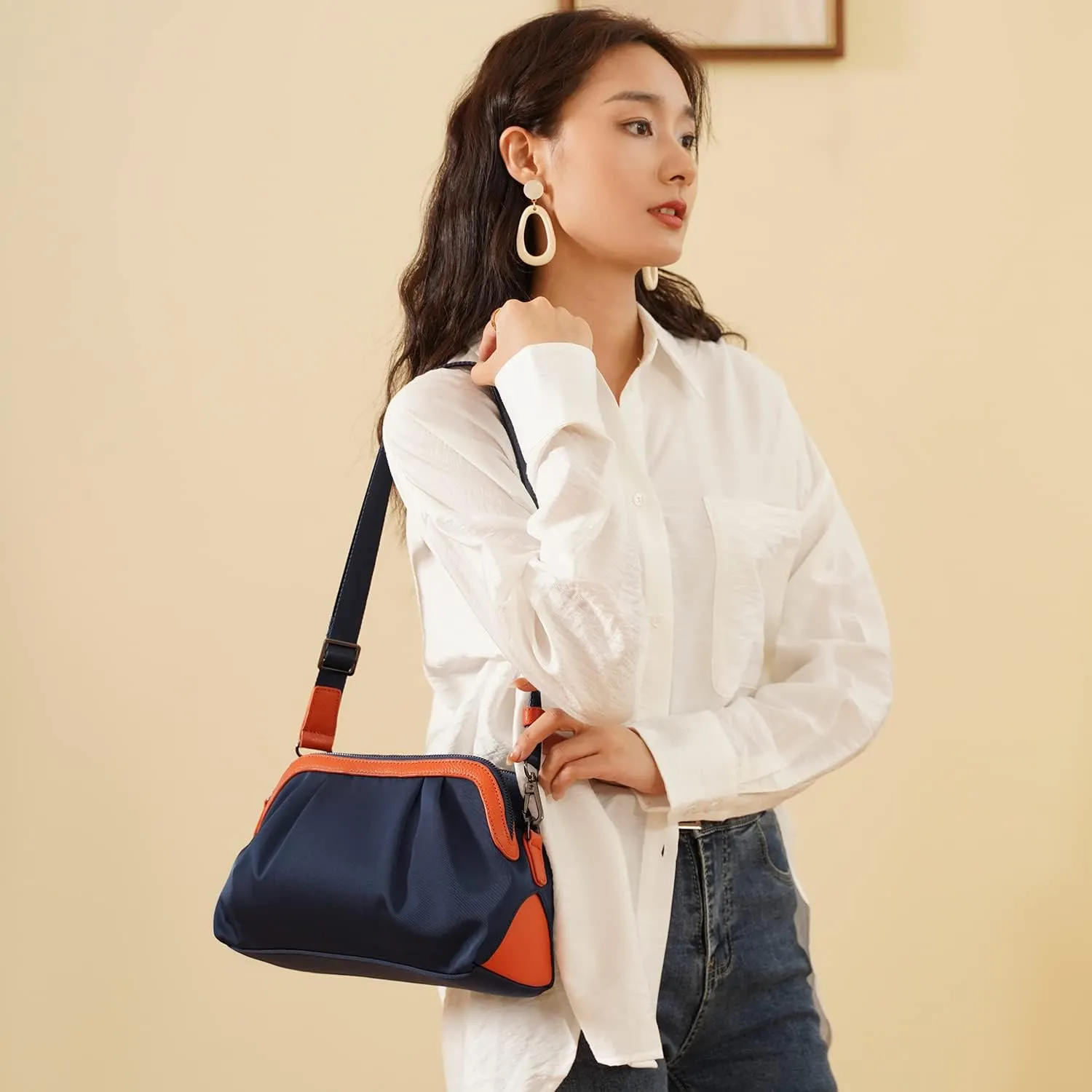 FOXLOVER Waterproof Nylon Crossbody Bags for Women Fashion Small shoulder Purse with Adjustable Strap
