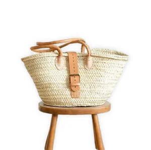 FRENCH BASKET straw bag with leather handles, beach bag, straw bag, market basket, summer bag, crossbody bag, straw basket with handles for women