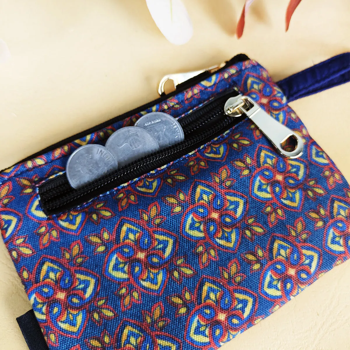Front Flap Mini Wallet - Blue Knot