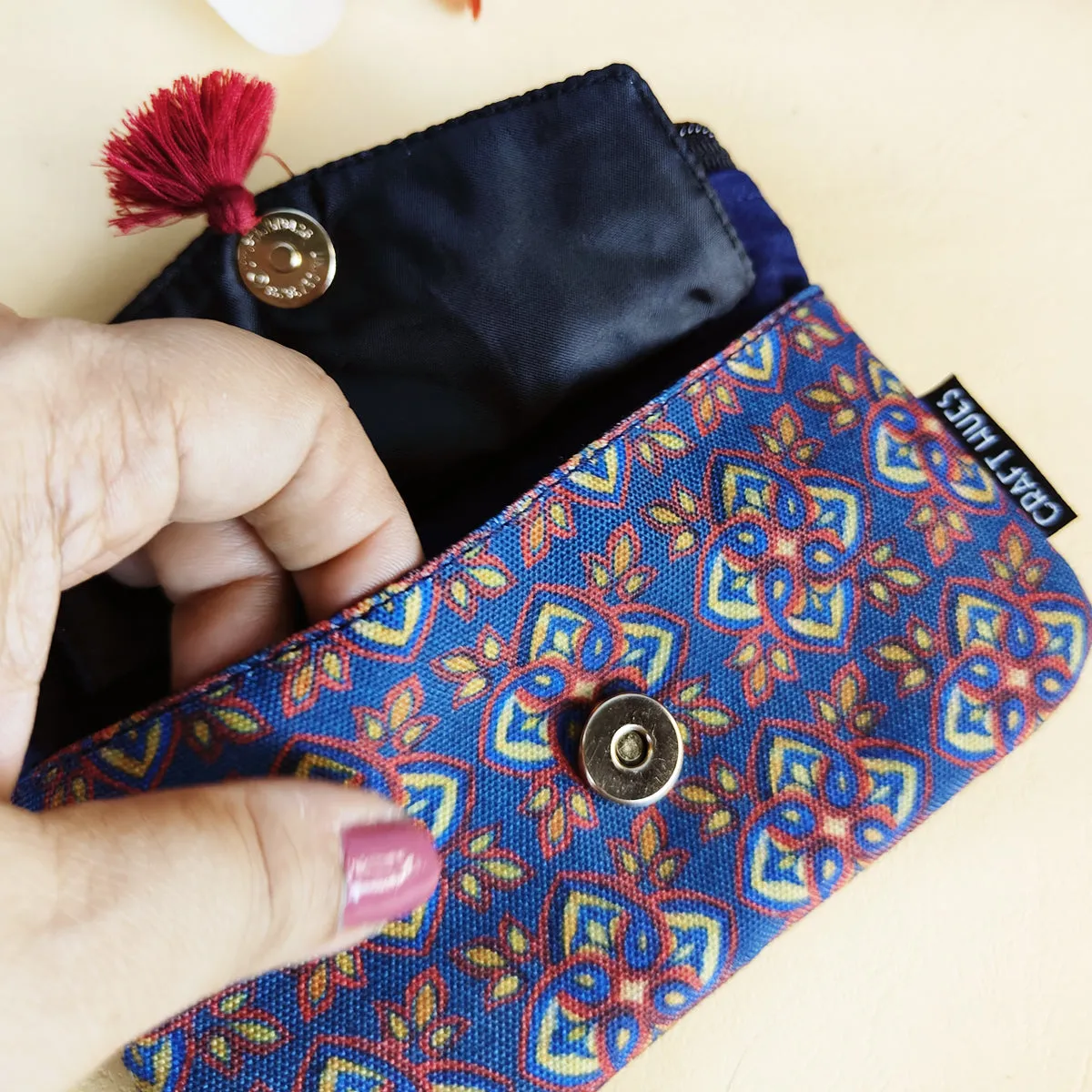 Front Flap Mini Wallet - Blue Knot