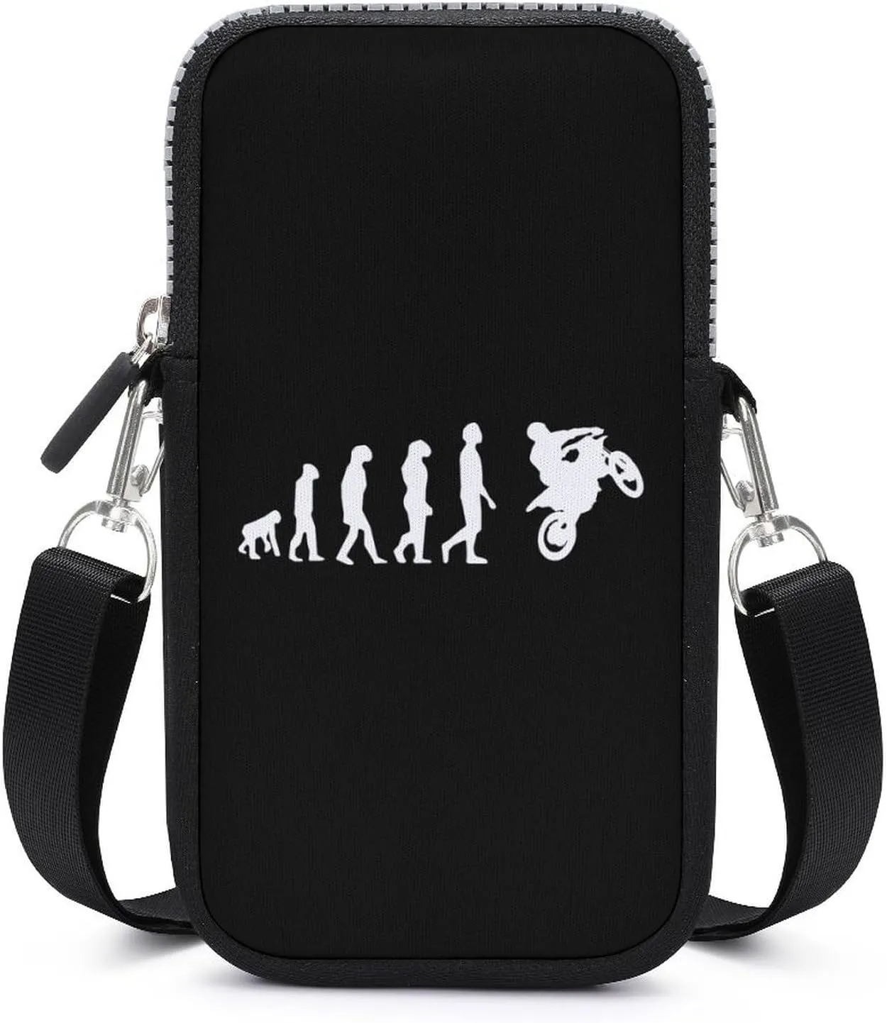 Funny Evolution Motorbike Rider Crossbody Cell Phone Purse Crossbody Mini Bag Fashion Phone Pouch Wallet with Detachable Strap