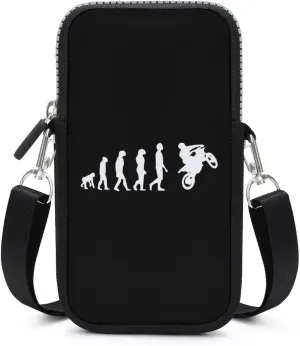 Funny Evolution Motorbike Rider Crossbody Cell Phone Purse Crossbody Mini Bag Fashion Phone Pouch Wallet with Detachable Strap