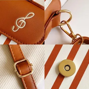 FUNSEED Crossbody Bag for Women, Elegant Piano Note Embroidery PU Leather Square Shoulder Handbag