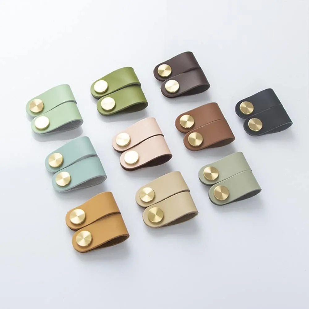 Furniture Leather Handles,Cabinet Handle,4Pcs First Layer Cowhide Wardrobe Door Shoe Cabinet Door Leather Handle Drawer Leather Thickened Single Hole Handle M (Color : F) (Color : L)