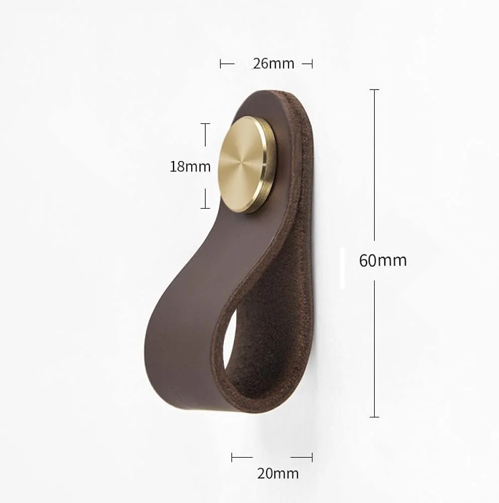 Furniture Leather Handles,Cabinet Handle,4Pcs First Layer Cowhide Wardrobe Door Shoe Cabinet Door Leather Handle Drawer Leather Thickened Single Hole Handle M (Color : F) (Color : L)