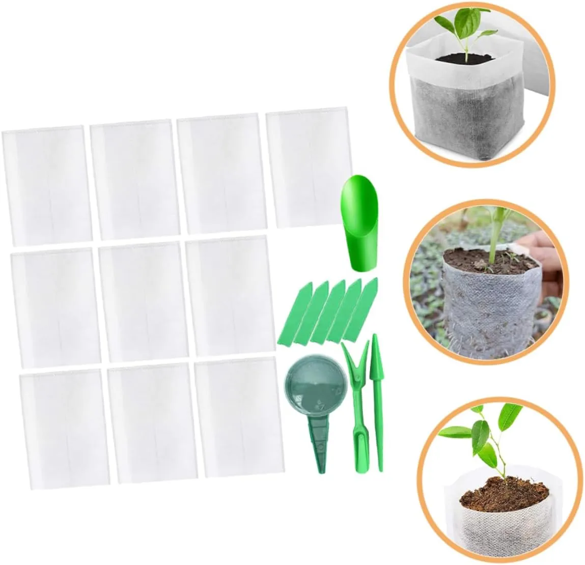 Garneck 1 Set Planting Pouch Nursery Bag Vegetable Seedling Gardening Supplies Grow Outdoor Plants Horticultural Garden Bed Flower Planter Pouch Gardening Accessories Non-Woven Fabric