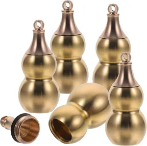 Garneck 10pcs Brass Gourd Keychains Chinese Feng Shui Pendant Fillable Gourd Jewelry Charms Decorative Hanging Hulu Ornament Gourd Statue Pendant for Wallets Backpacks Handbags Car Decoration