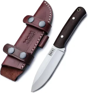 GCS Handmade Brown Micarta Handle D2 Tool Steel Chef Knife with leather sheath Full tang blade designed for hunting, camping and outdoor GCS 134