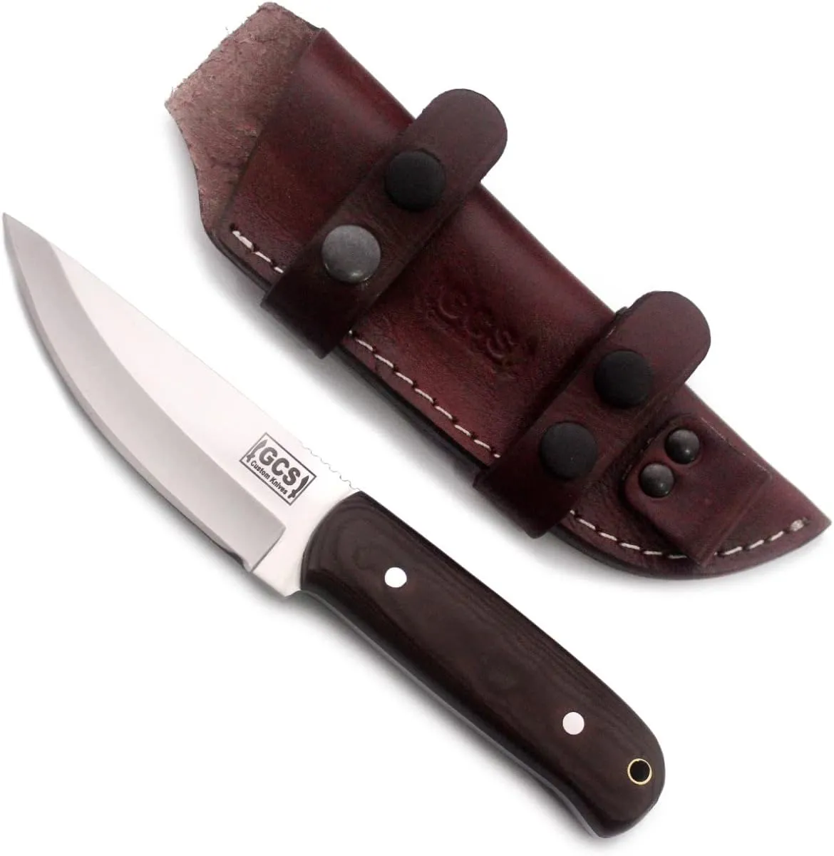 GCS Handmade Micarta Handle D2 Tool Steel Tactical Hunting Knife with leather sheath Full tang blade designed for Hunting & EDC GCS 504