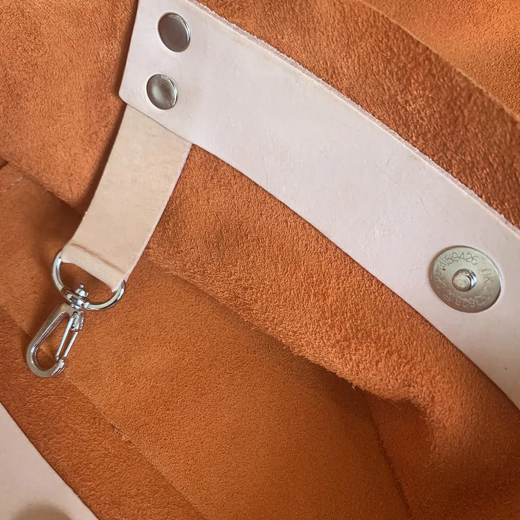 Genuine Cow Leather Tote Bag - Color Suede (Dark Blue)