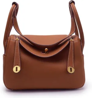 Genuine Leather Crossbody Tote Bag, Lychee Grain Mini Shoulder Bag,10.2IN Square Handbag for Business Casual