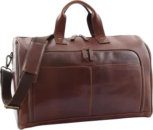 Genuine Leather Holdall Cross Body Large Size Weekend Travel Bag Duffle HL015 Brown