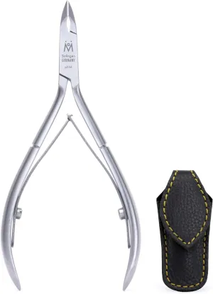 GERMANIKURE Professional Cuticle Nipper in Leather Case, Double Sharpened, Single Spring, Ethically Made in Solingen Germany