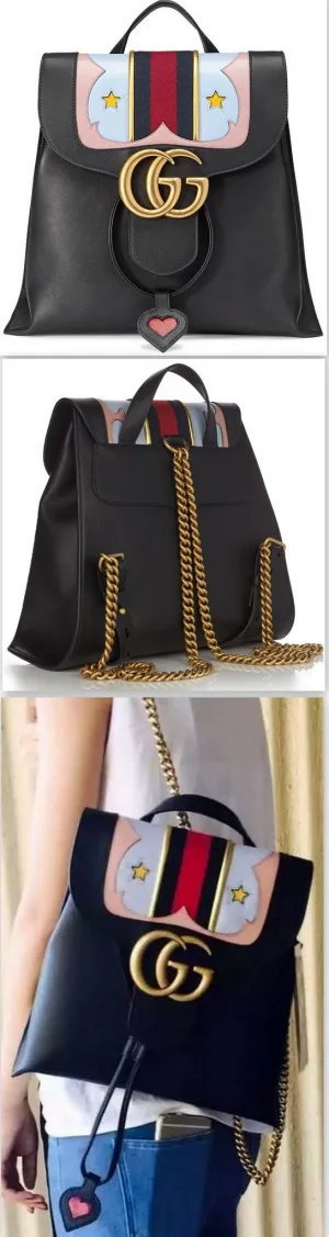 GG Marmont Leather Backpack Black