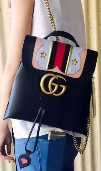 GG Marmont Leather Backpack Black