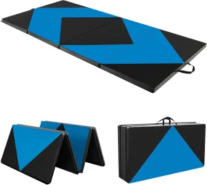 Giantex 4'x8' Gymnastics Mat, 2" Thick Folding Tumbling Mat with Carrying Handles, Foldable Gym Mat with Hook and Loop Fastener, Cheer Mats for Kids Adults Home Exercise Aerobics Fitness