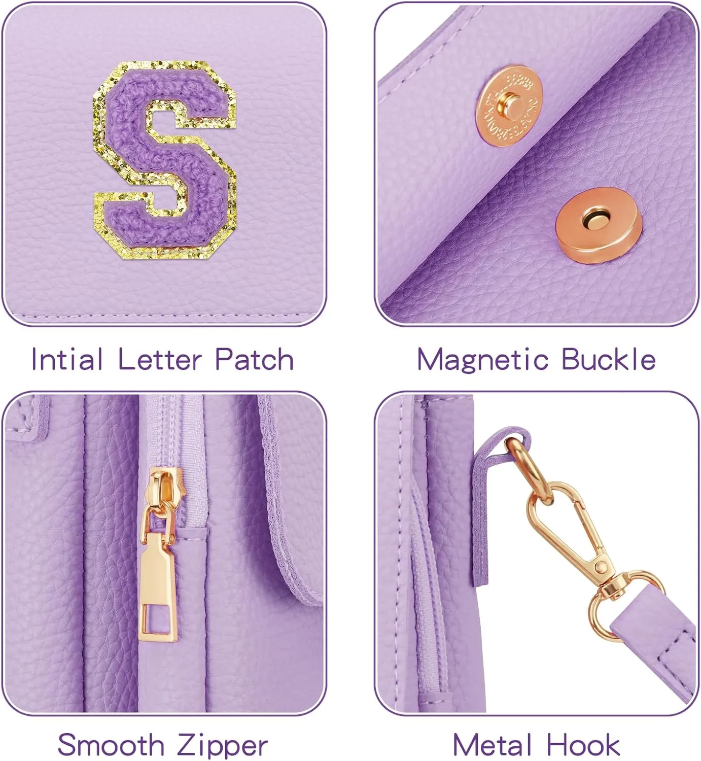 Gift for Girls Small Initial Crossbody Bag for Teens Vegan Leather Cell Phone Kids Purse