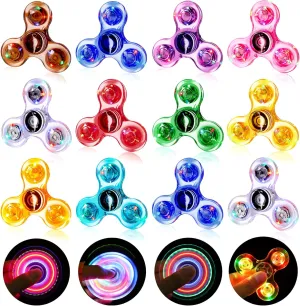 Gigilli 12 Packs Fidget Spinners for Kids Adults, Light up Party Favors for Kids 4-8-12 Goodie Bags Stuffers, ADHD Sensory Fidget Toys Bulk Glow in The Dark Party Supplies Fidgets for Classroom Prizes