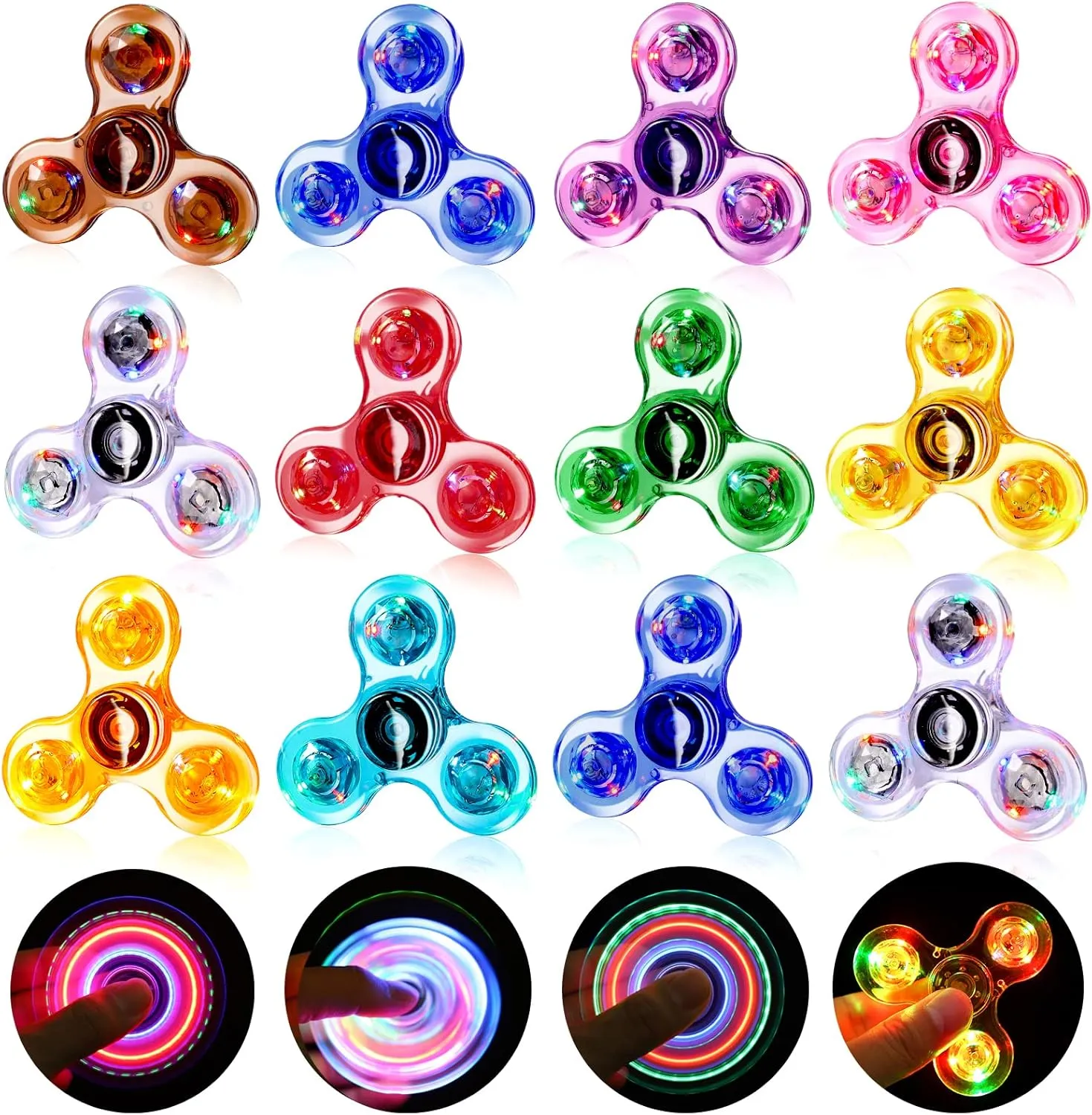 Gigilli 12 Packs Fidget Spinners for Kids Adults, Light up Party Favors for Kids 4-8-12 Goodie Bags Stuffers, ADHD Sensory Fidget Toys Bulk Glow in The Dark Party Supplies Fidgets for Classroom Prizes