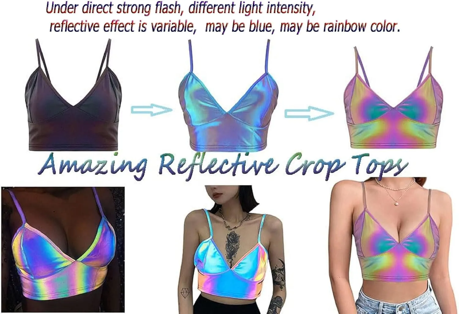 Giovacker Women's Sexy V-Neck Spaghetti Strap Sparkle Sequined Crop Tops Tube Top Bustier Vest Tank Rave Clubwear Camis Tee