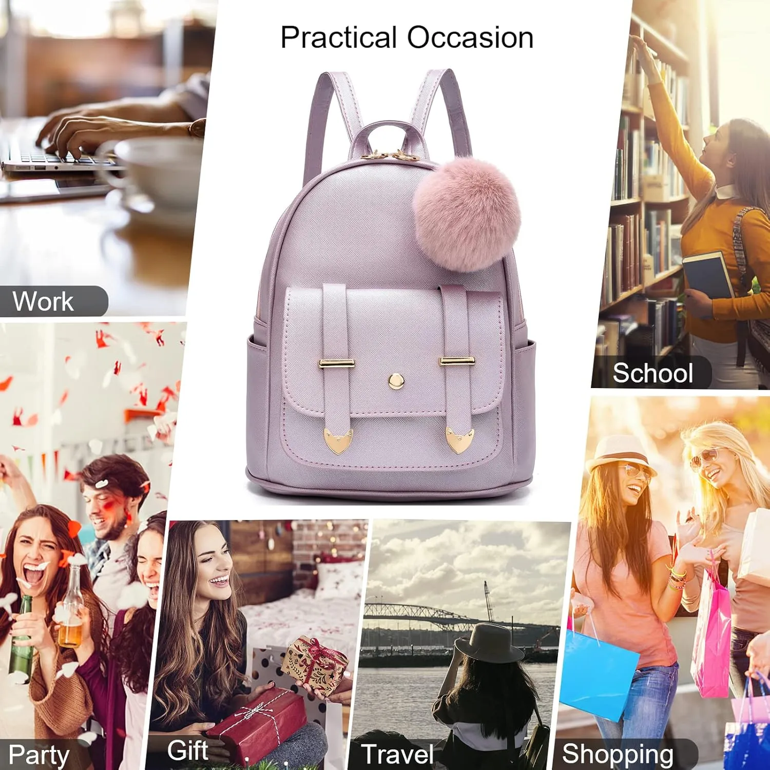 Girls Cute Mini Backpack Purse Kids Backpack Fashion School Bags PU Leather Casual Backpack for Teens Women