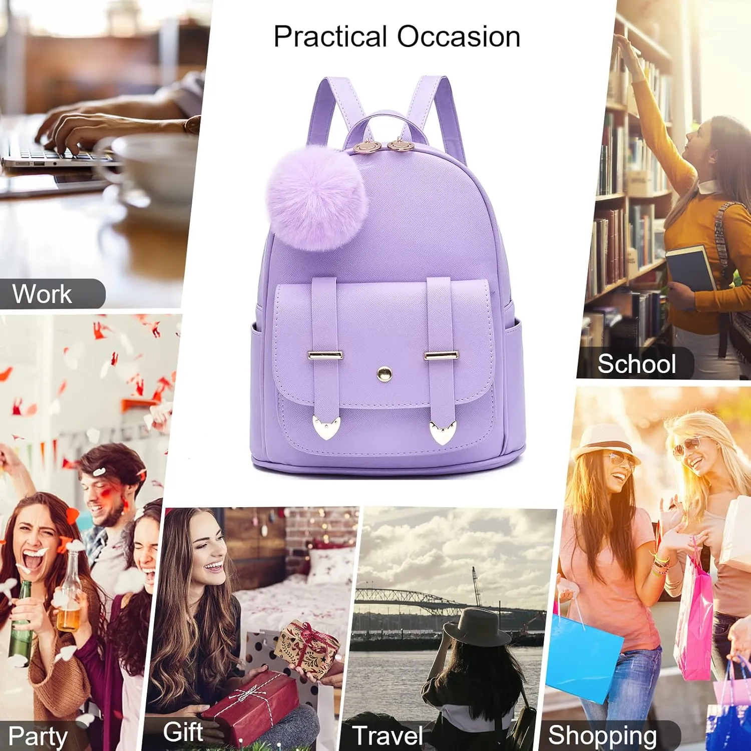 Girls Cute Mini Backpack Purse Kids Backpack Fashion School Bags PU Leather Casual Backpack for Teens Women