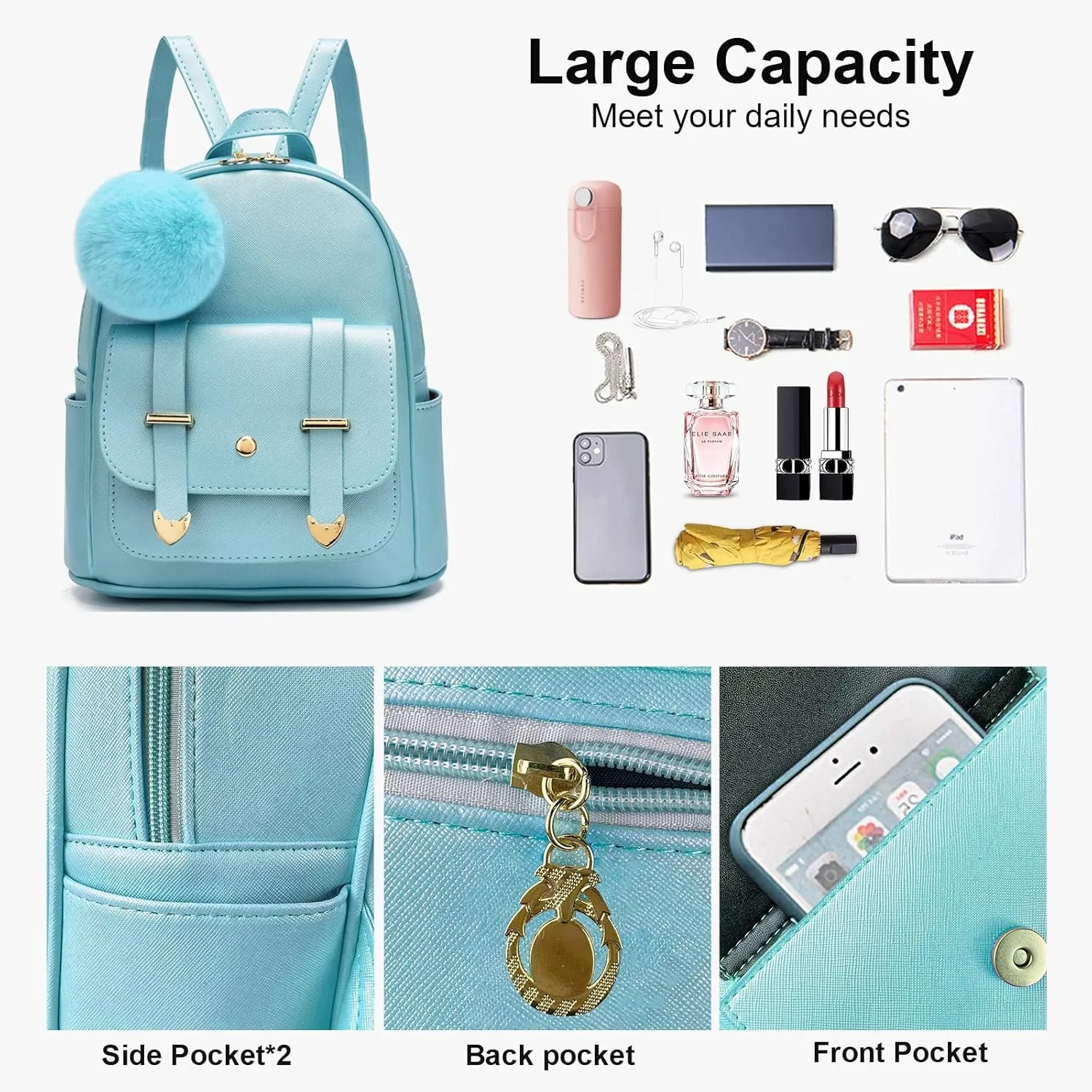 Girls Cute Mini Backpack Purse Kids Backpack Fashion School Bags PU Leather Casual Backpack for Teens Women