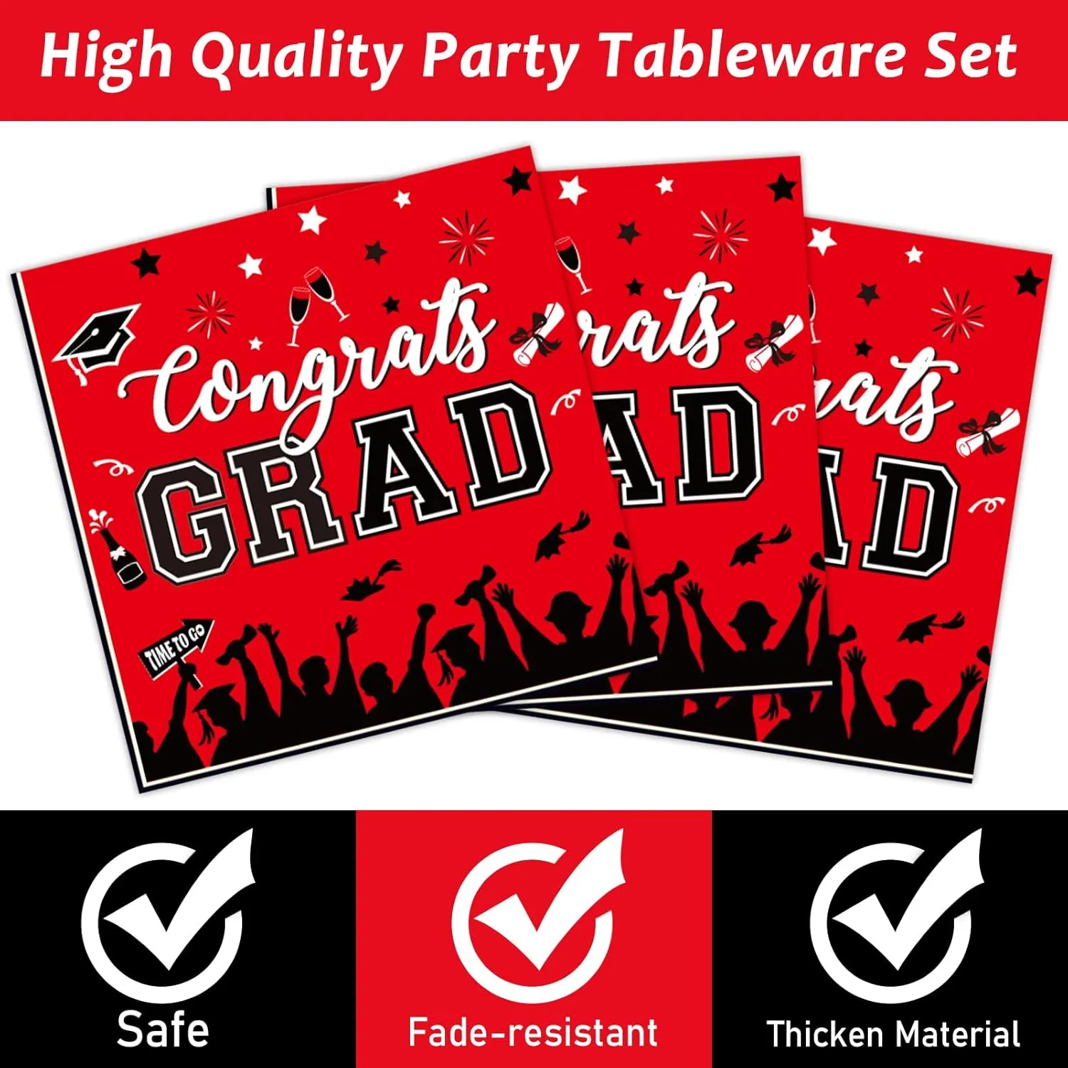 gisgfim 50 Guests Graduation Party Plates Napkins Red 2025 Congrats Grad Tableware Set Class of 2025 Party Supplies Disposable Plates Napkins Forks for Grad Party Decorations