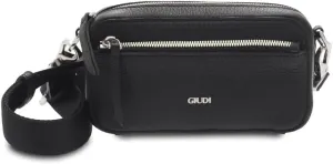 Giudi ® - Women's bag in calfskin, genuine leather, leather shoulder strap, one compartment, fabric shoulder strap, Made in Italy (Black) - 12299/LGP/AE-03, Black, 11,00 x 20,00 x 5,50 cm