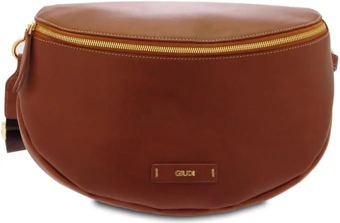 Giudi ® - Women's handbag in hand-painted cowhide leather, genuine leather, fabric shoulder strap, Made in Italy (Nocciola) - 12298/LGP/GVE-88, Hazel, 23,00 x 33,00 x 9,00 cm