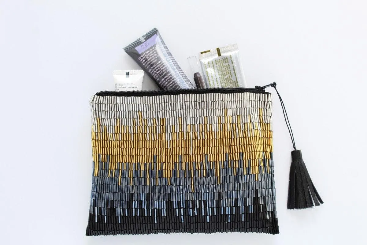 Glass Bead Clutch Flapper Black