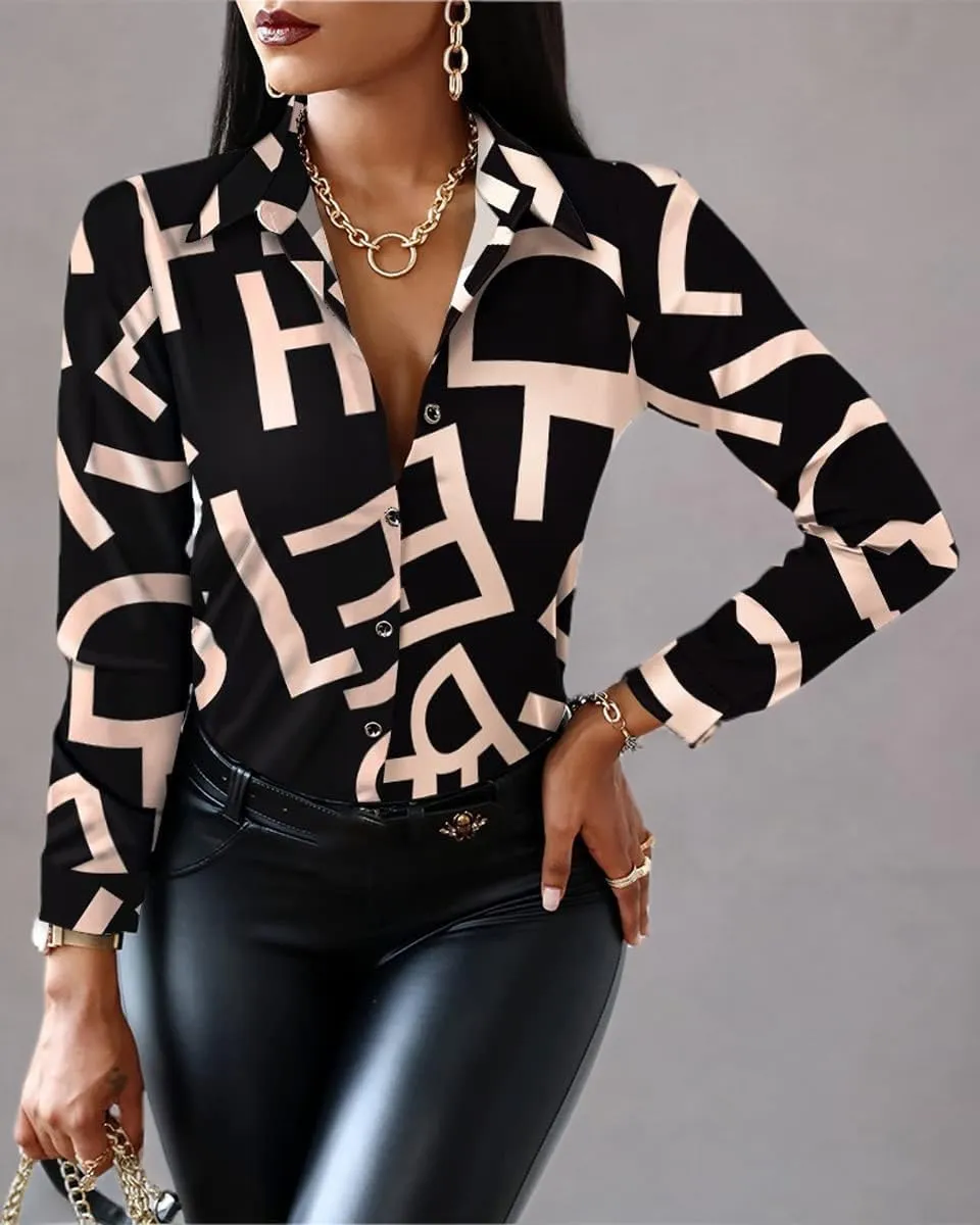 Glozeplus Blouses for Women Fashion Button Down Shirts Long Sleeve Tops Loose Collar Blouse Sexy T-Shirt