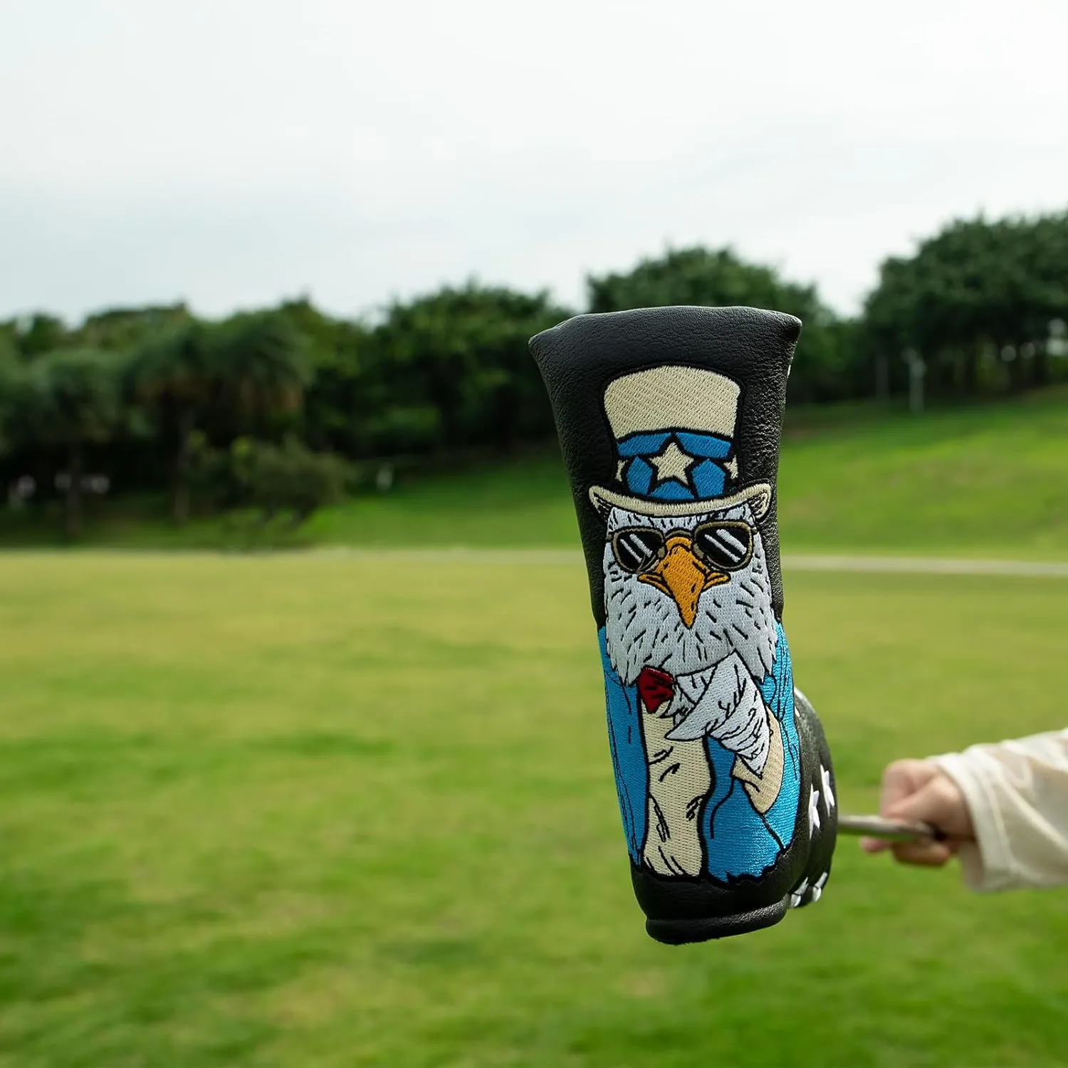 Golf Blade Putter Cover, USA Style Magic Eagle Elegant Embroidery Premium Leather Golf Blade Putter Headcover Putter Head Covers for Scotty Cameron Ping Taylormade Odyssey