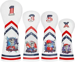 Golf Club Headcover for Drivers, Fairway Woods, Hybrid/Rescue Funny Style Premium Leather Golf Headcovers Set with Embroidery Tags