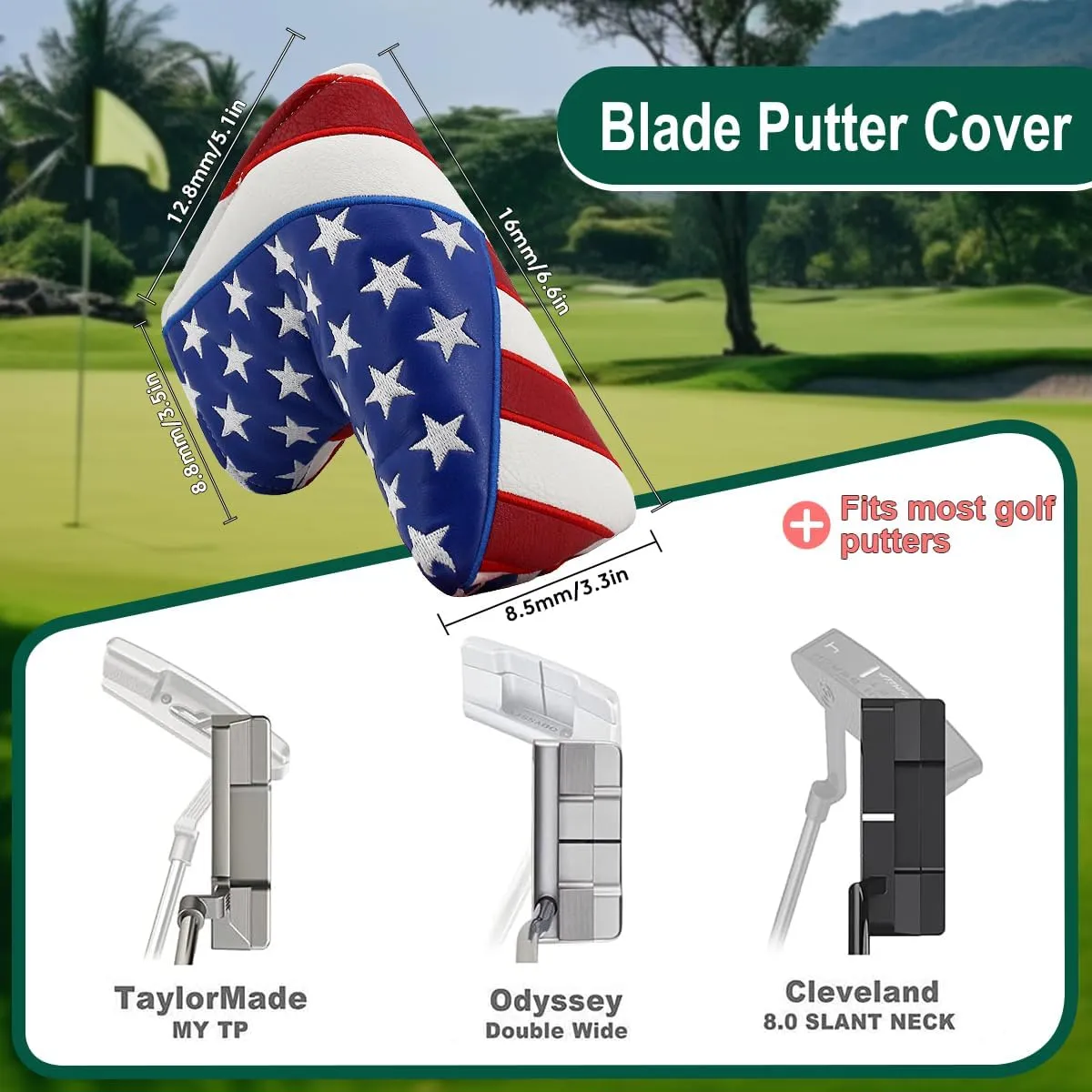 Golf Head Covers Blade Putter Cover Headcover Magnetic Closure Embroidered Fit for Most Brands Scotty Cameron Odyssey Blade Taylormade Ping ect.
