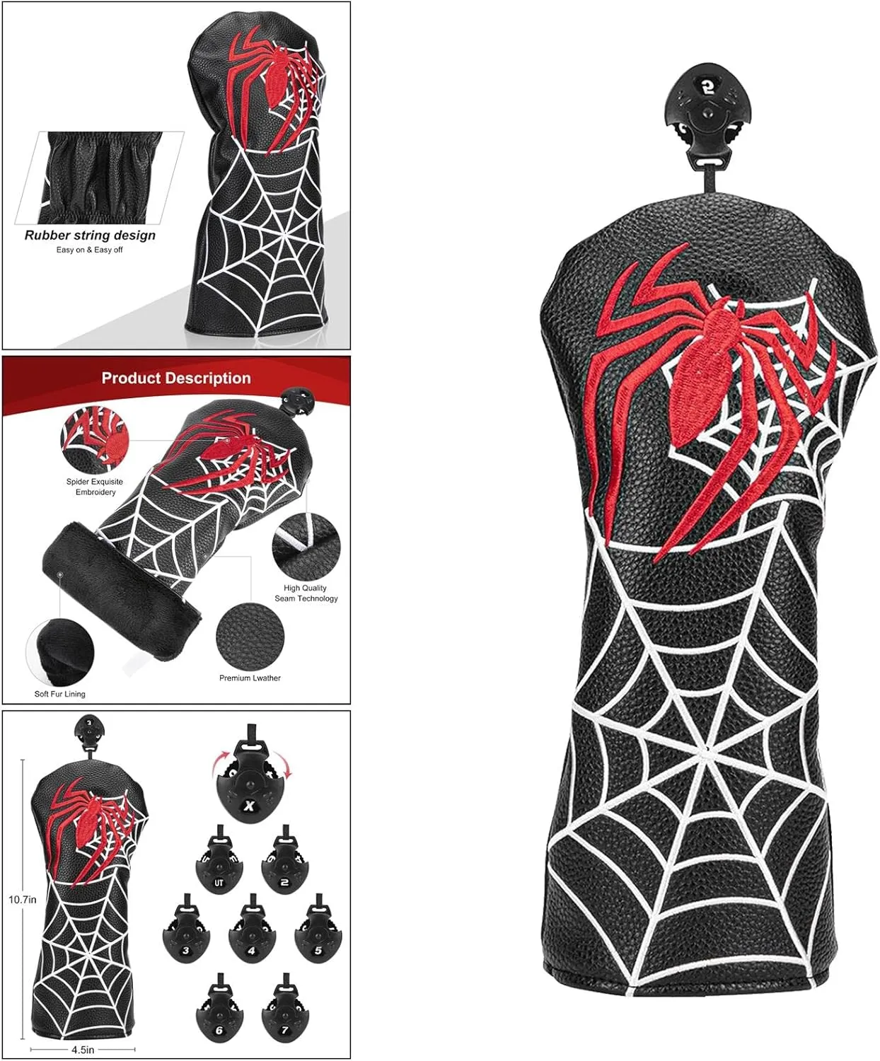 Golf Head Covers for Drivers and Woods with Elastic Closure, Design