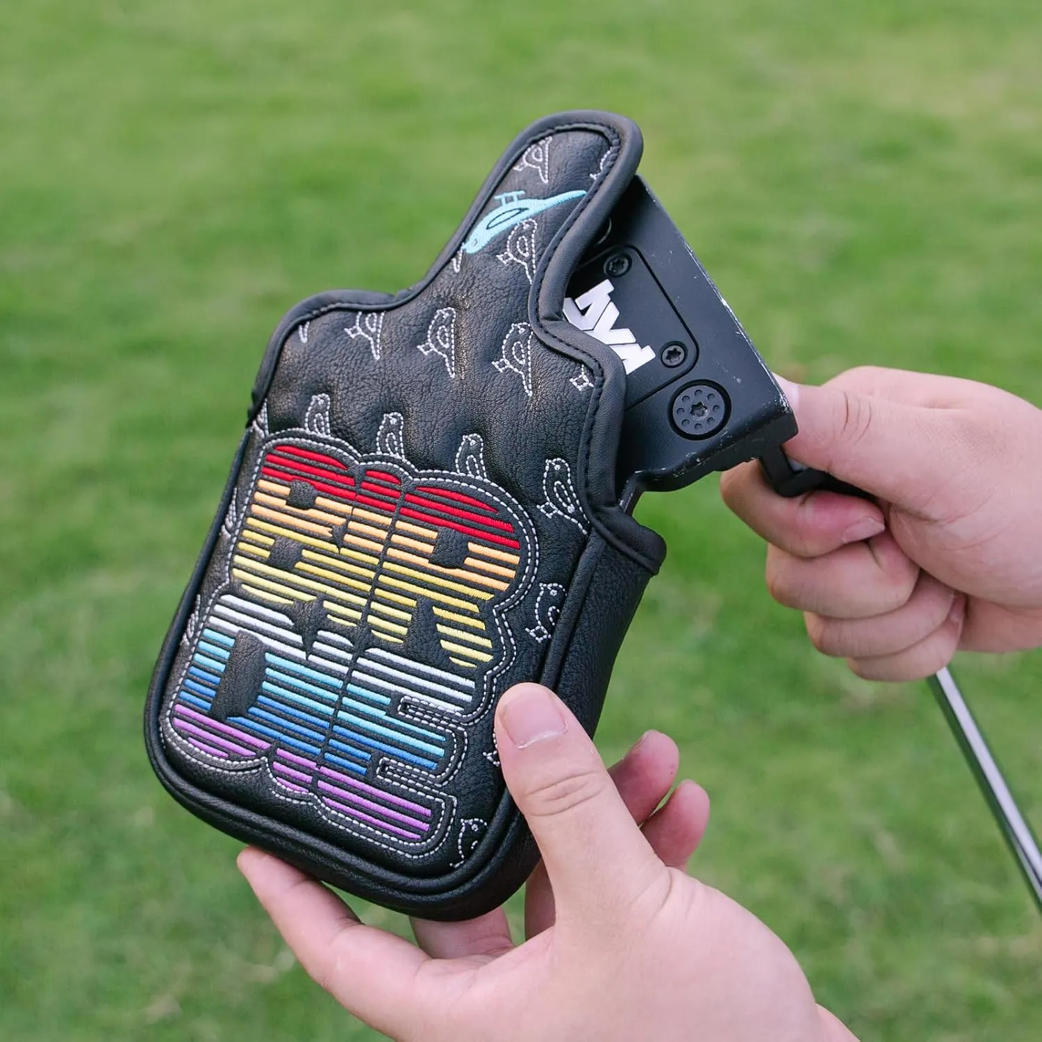 Golf Mallet Headcover Golf Club Head Covers with Strong Magnetic Headcovers Fits Most Mallet Putters, Scotty Cameron, Taylormade, Odyssey, Ping, Callaway Mallet Putter Head Cover