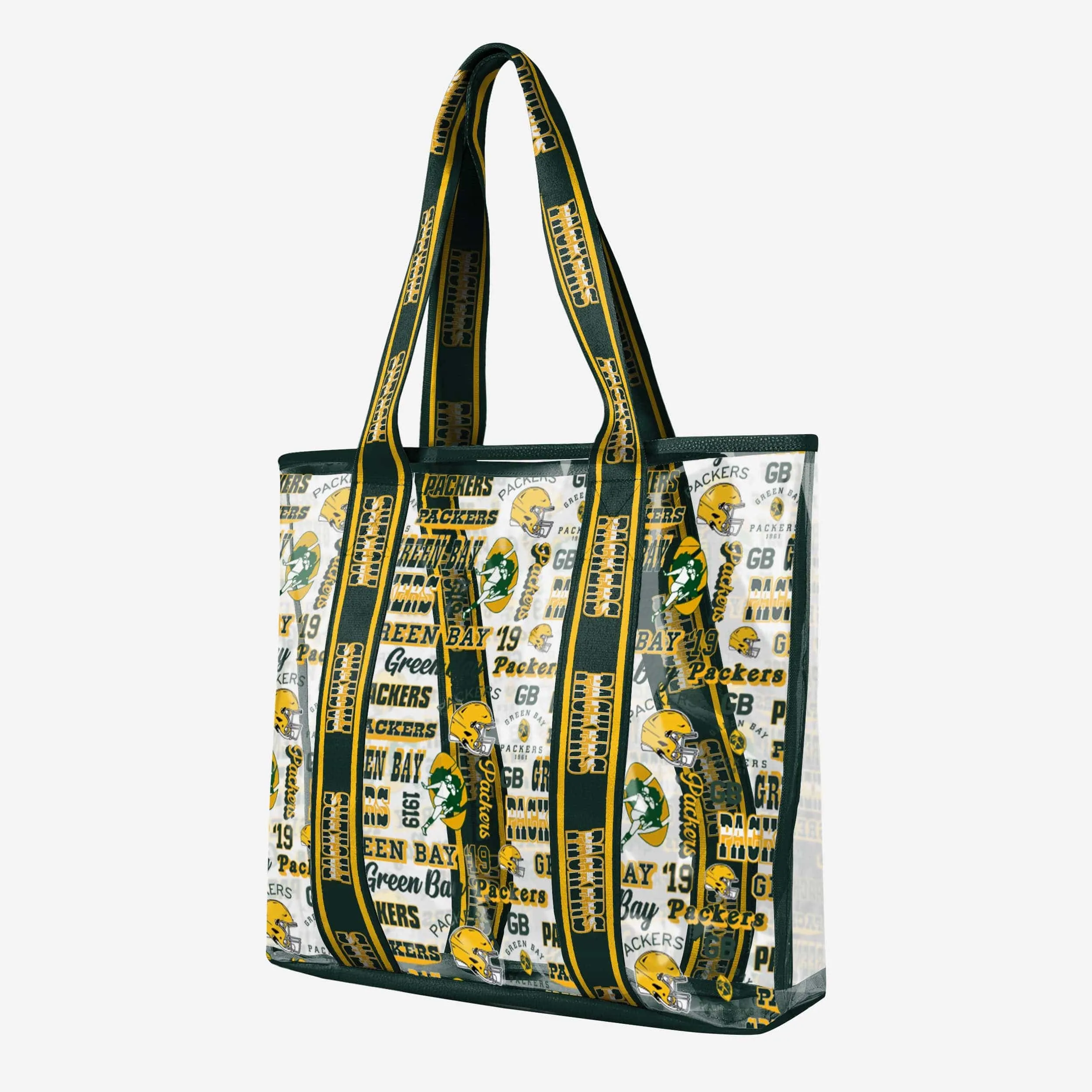 Green Bay Packers Repeat Retro Print Clear Tote Bag