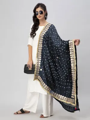 Grey Bandhani Silk Blend Dupatta