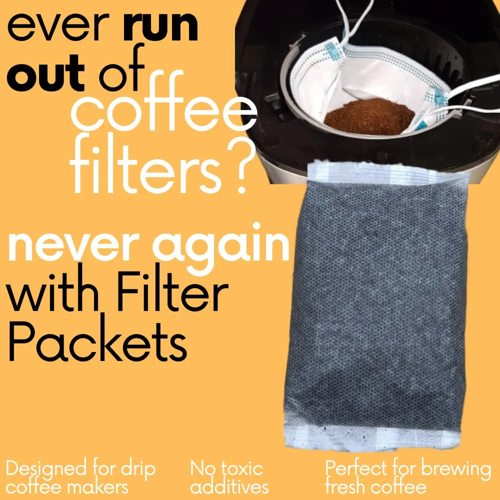 Ground Coffee In Filter Packs | Medium Roast Low Acid Mold Free Pouches | Bulk Packets | House Breakfast Blend Gourmet Powder Bags for 10-12 Cup Drip Maker | Highest Rated Individual Premeasured Coffee