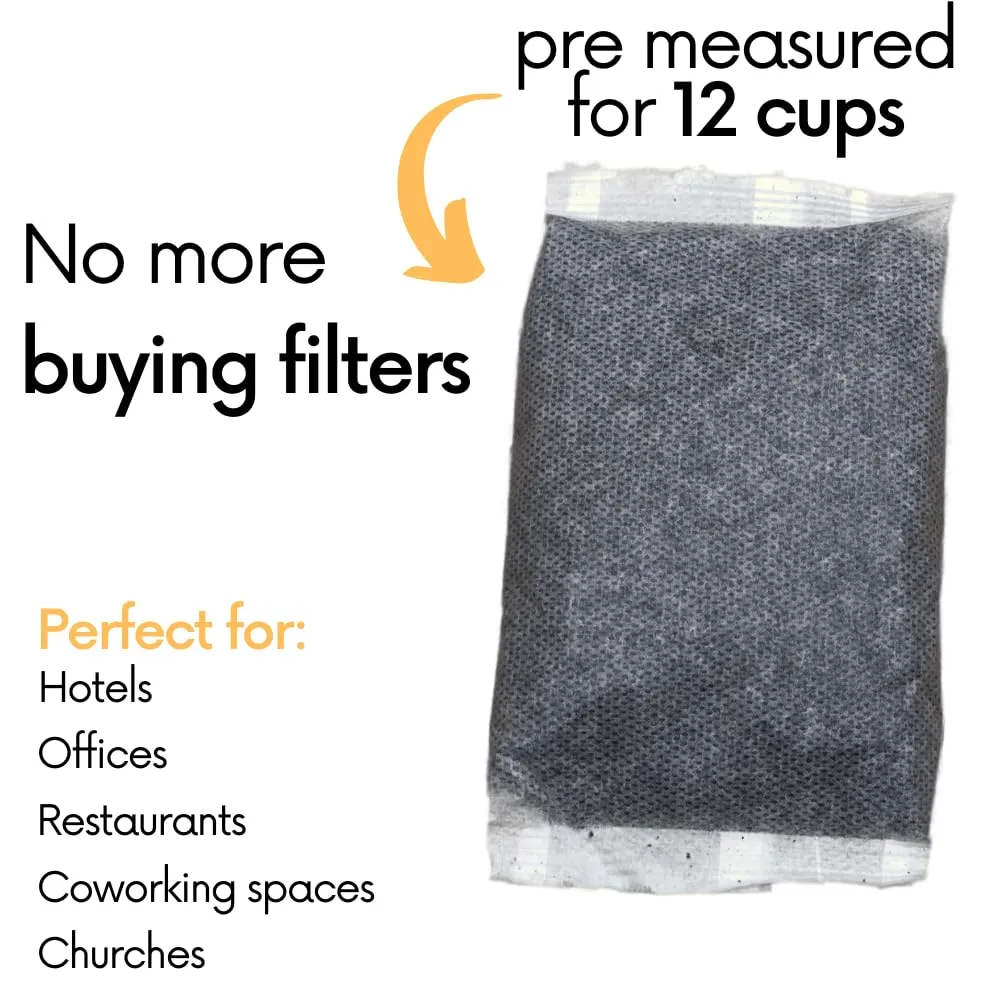Ground Coffee In Filter Packs | Medium Roast Low Acid Mold Free Pouches | Bulk Packets | House Breakfast Blend Gourmet Powder Bags for 10-12 Cup Drip Maker | Highest Rated Individual Premeasured Coffee