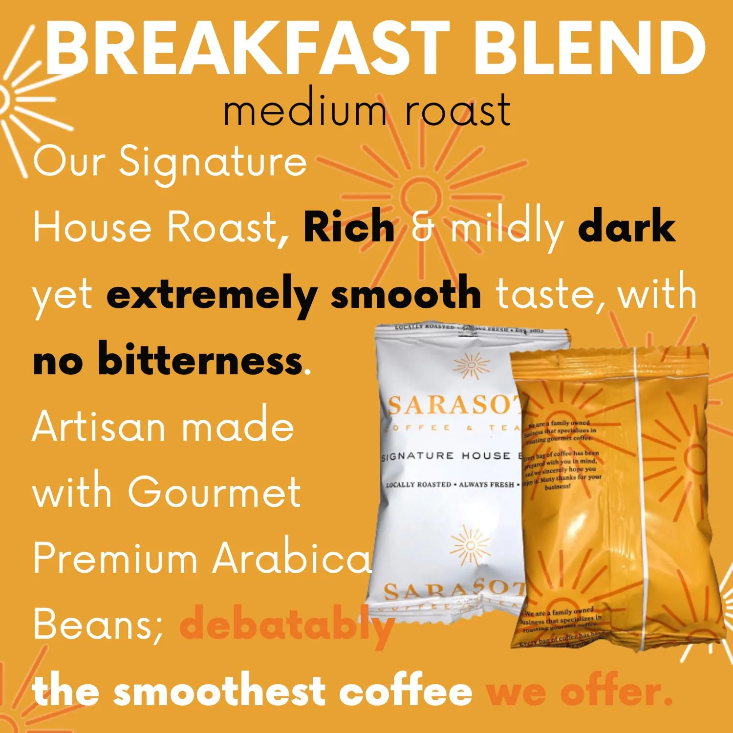 Ground Coffee In Filter Packs | Medium Roast Low Acid Mold Free Pouches | Bulk Packets | House Breakfast Blend Gourmet Powder Bags for 10-12 Cup Drip Maker | Highest Rated Individual Premeasured Coffee